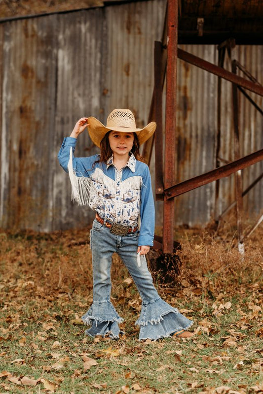 Girls Rancher Cowgirl Pearl Snap Onesie or Shirt by Shea Baby