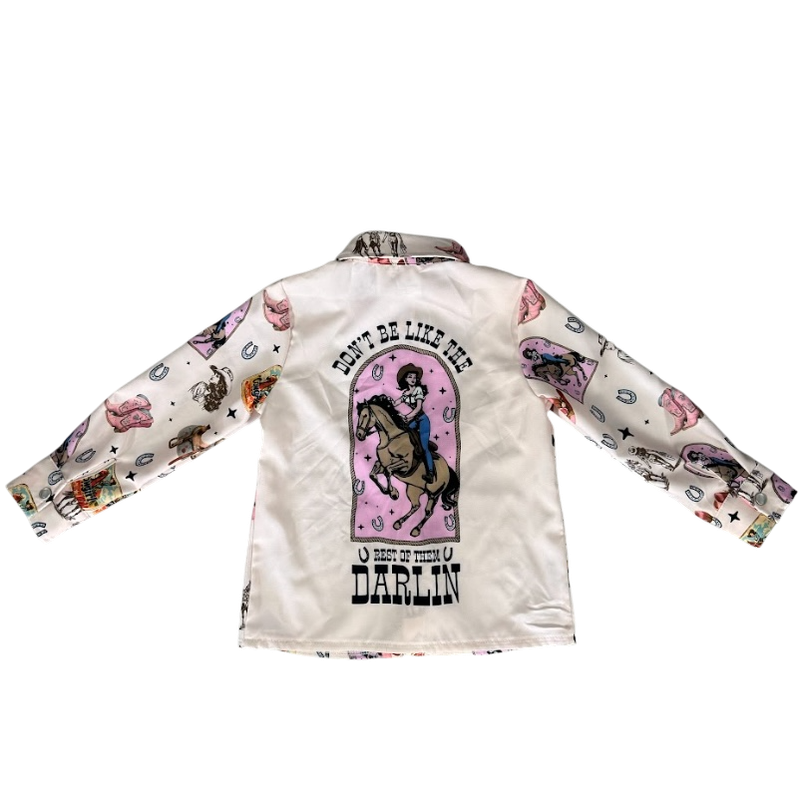 Girls Pink Vintage Cowgirl Pearl Snap Onesie or Shirt by Shea Baby