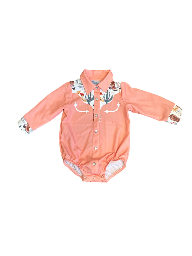 Girls Cactus Pearl Snap Vintage Onesie or Shirt by Shea Baby