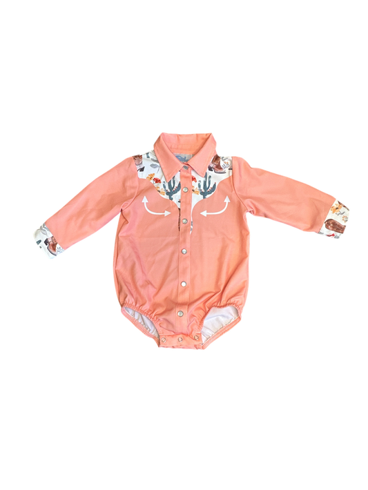Girls Cactus Pearl Snap Vintage Onesie or Shirt by Shea Baby