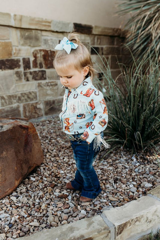 Girls Vintage CG Fringe Pearl Snap Onesie or Shirt by Shea Baby