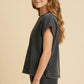 Girls Washed Side Bow Detail Knit Top-Black