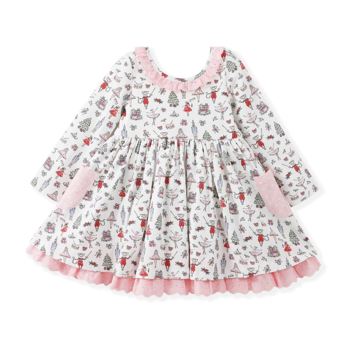 Girls Nutcracker Eyelet Trim Pocket Dress by Swoon Baby