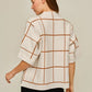Ladies Drop Shoulder Grid Pattern Sweater With Side Slit-Cream
