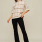 Ladies Drop Shoulder Grid Pattern Sweater With Side Slit-Cream