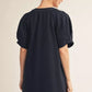 Ladies Drop Shoulder Puff Sleeve Shift Dress by JODIFL - Navy