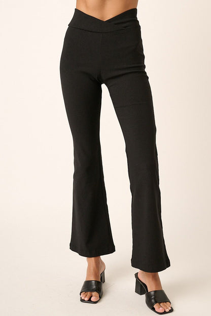 Ladies Surplice V Waist Flare Leg Pants by Mittoshop