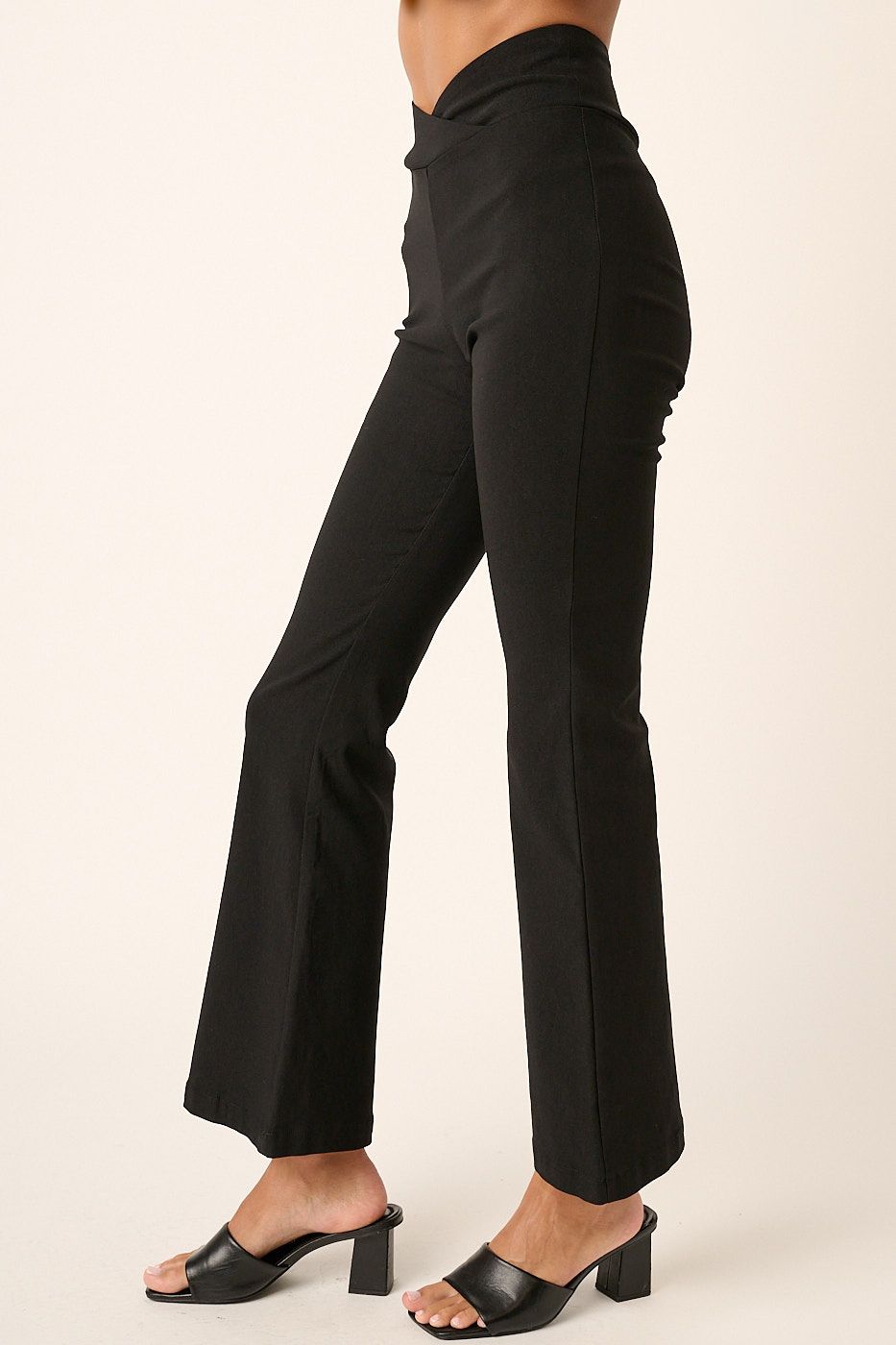 Ladies Surplice V Waist Flare Leg Pants by Mittoshop