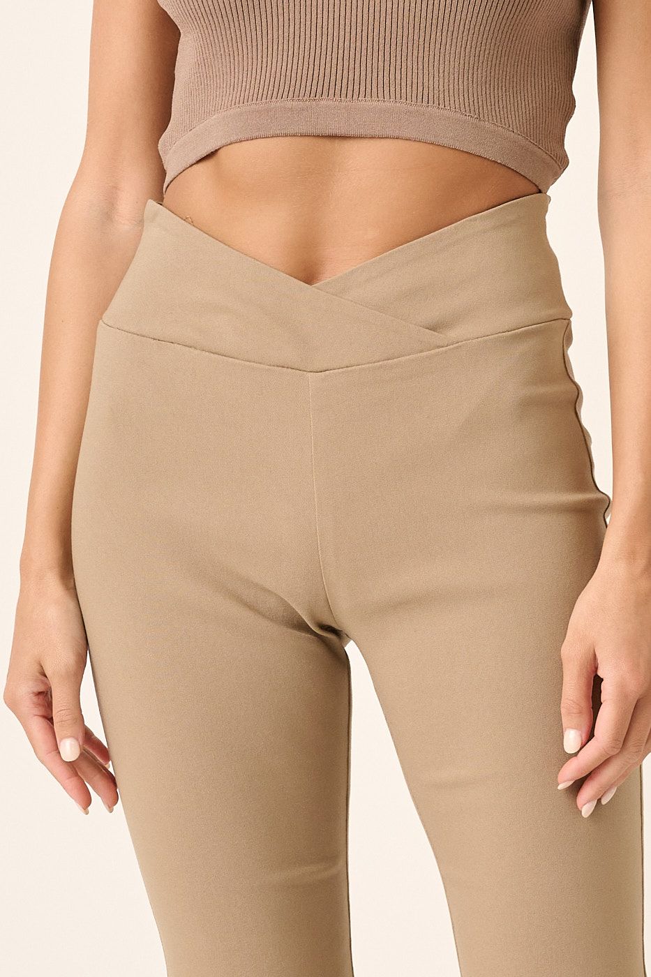 Ladies Surplice V Waist Flare Leg Pants by Mittoshop