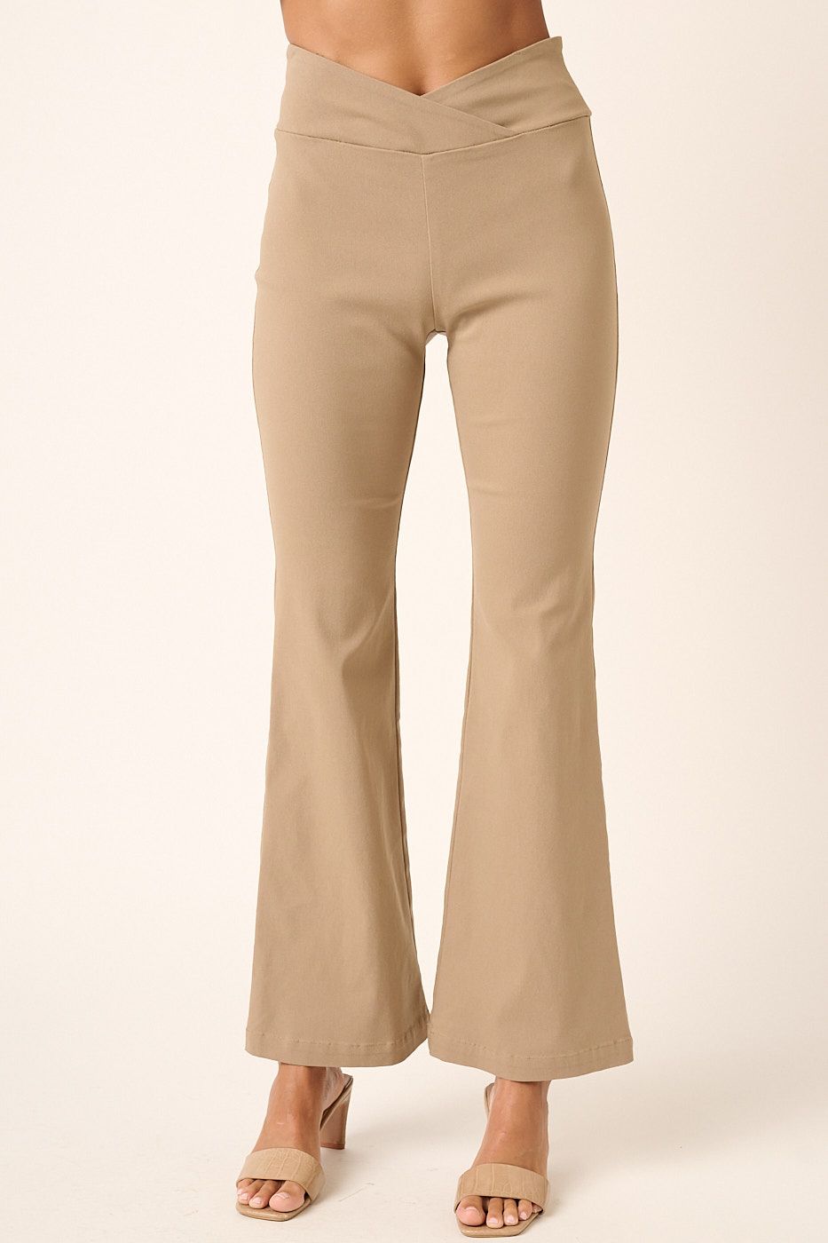 Ladies Surplice V Waist Flare Leg Pants by Mittoshop