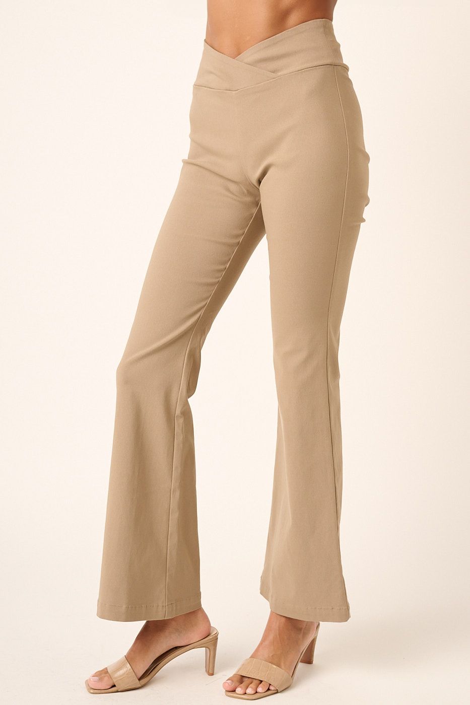 Ladies Surplice V Waist Flare Leg Pants by Mittoshop