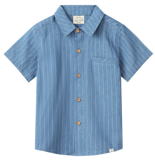 Boys Dark Chambray Stripe Newport Woven Shirt by Me & Henry