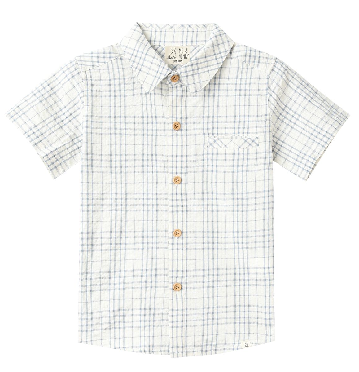 Boys Chambray and Cream Plaid Newport Woven Shirt by Me & Henry