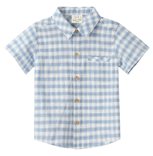 Boys Blue/White Plaid Newport Woven Shirt by Me & Henry