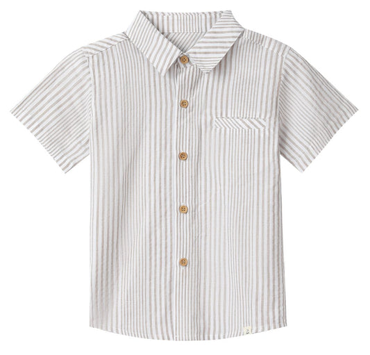 Boys Cream/White Stripe Newport Woven Shirt by Me & Henry