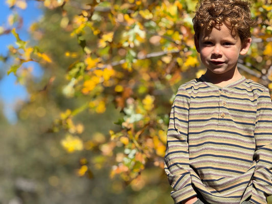 Boys Green Multi Stripe Rib Adams Robbed Henley by Me & Henry