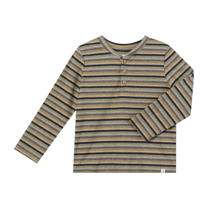 Boys Green Multi Stripe Rib Adams Robbed Henley by Me & Henry