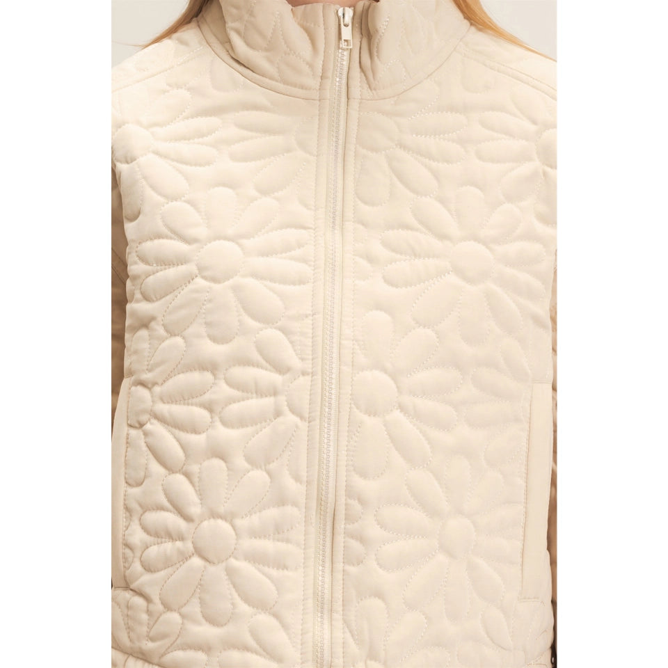 Ladies Daisy Quilted Mock Neck Jacket-Alpaca