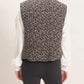 Ladies Leopard Quilted Zip Up Puffer Vest-Black