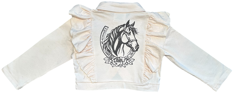 Girls Horseshoe Ruffle Jacket by Shea Baby