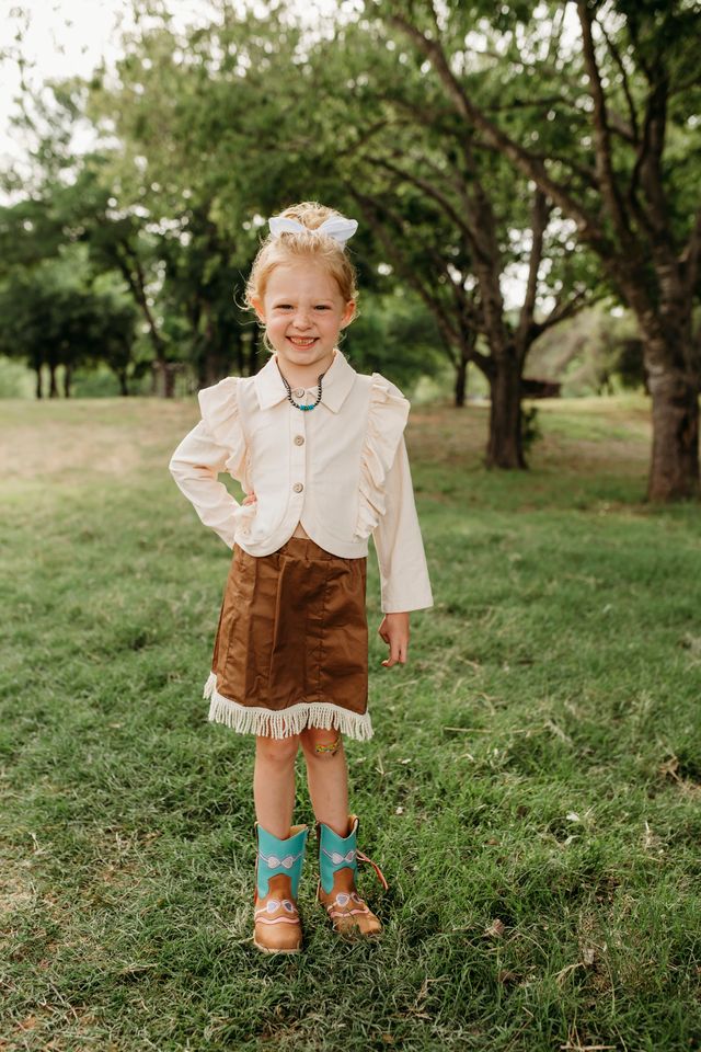 Girls Horseshoe Ruffle Jacket by Shea Baby