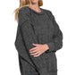 Ladies Zenana Brushed Melange Hacci Oversized Sweater-Black