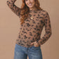 Velvet Flocking Floral Mesh Top-Mocha