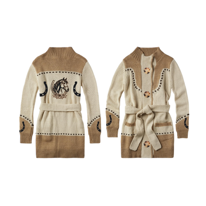Girls Horseshoe Long Cardigan Sweater by Shea Baby