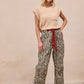 Ladies Bibi Braided Waist Belt Patch Leopard Print Pants - Leopard/Red