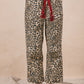 Ladies Bibi Braided Waist Belt Patch Leopard Print Pants - Leopard/Red