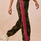 Ladies Bibi Sidelines Camouflage Track Pants-Camo/Neon Pink