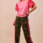Ladies Bibi Sidelines Camouflage Track Pants-Camo/Neon Pink