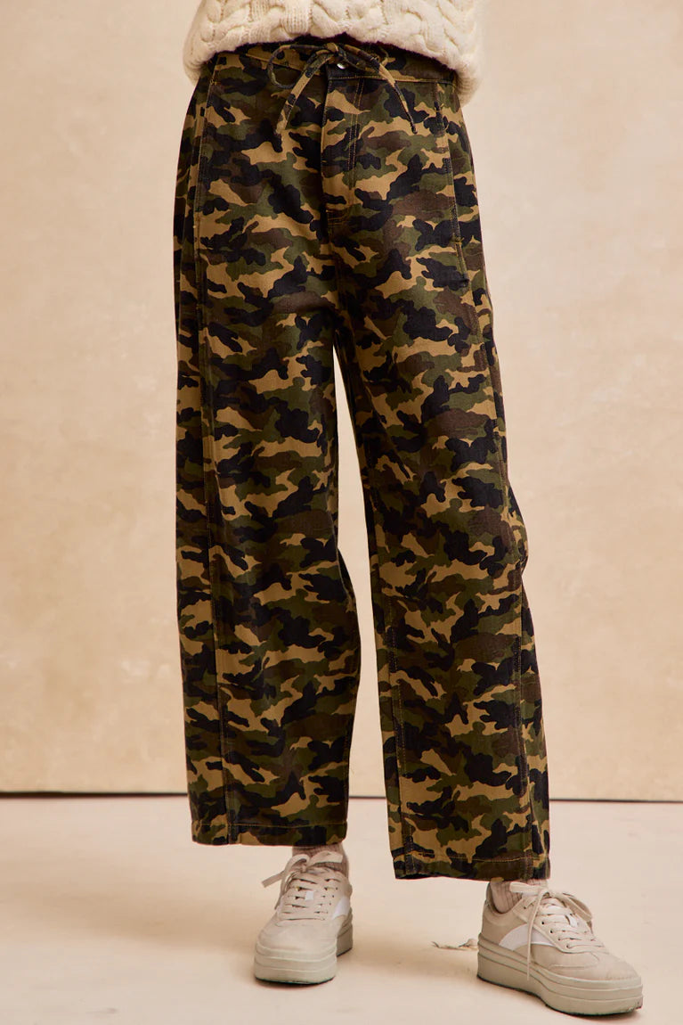 Ladies Bibi Camo Printed High-Waisted Drawstring Pants