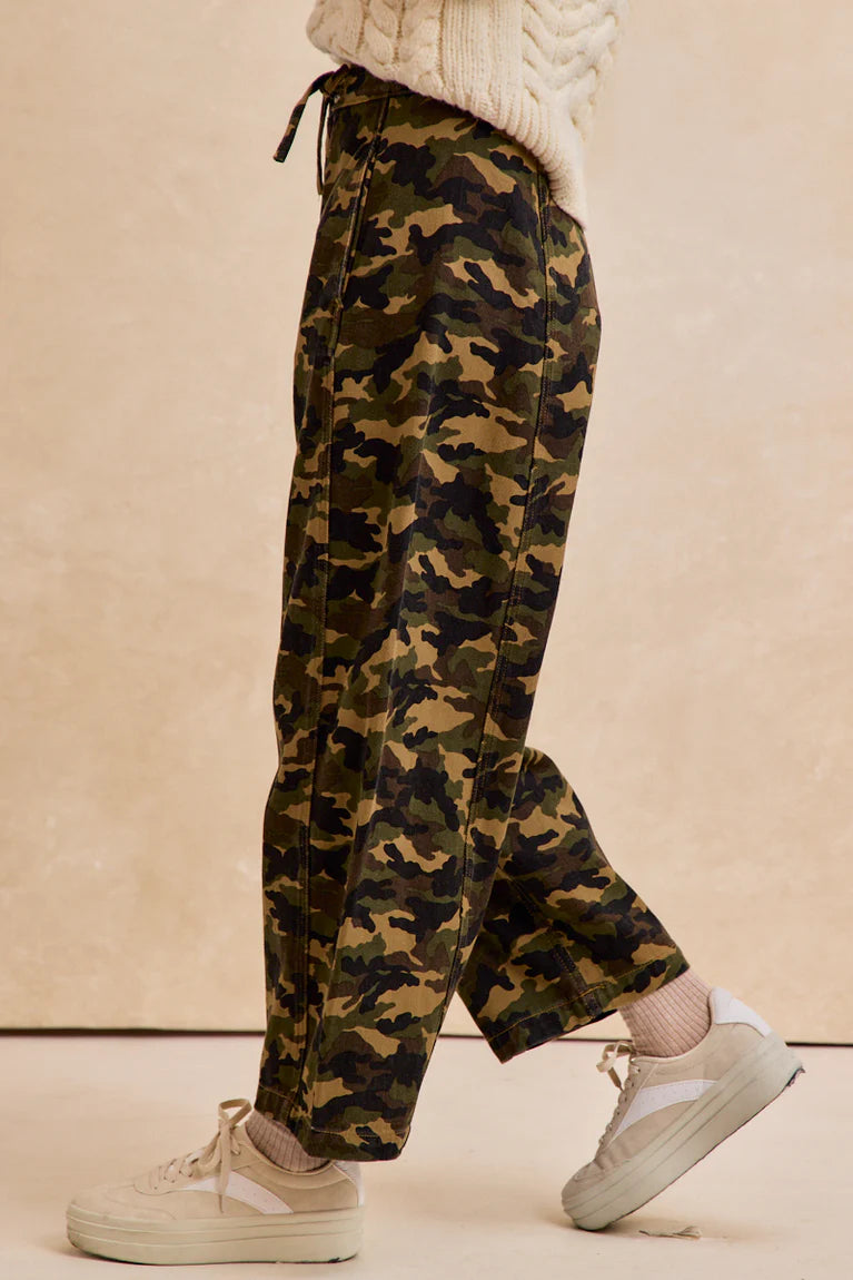 Ladies Bibi Camo Printed High-Waisted Drawstring Pants