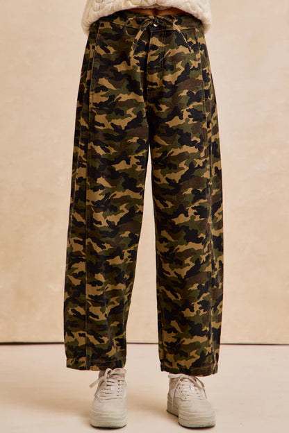Ladies Bibi Camo Printed High-Waisted Drawstring Pants