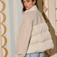 Ladies Oversized Puffer Crop Jacket Coat-Taupe