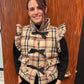 Ladies Plaid Puffer Vest by JODIFL - Taupe