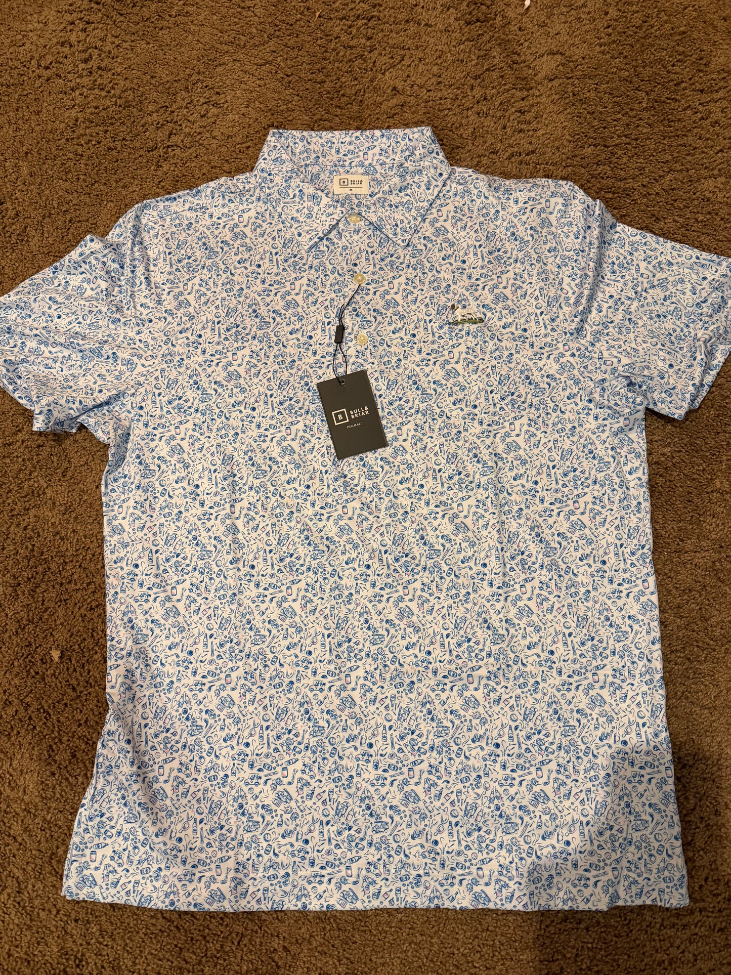 Men's Blue Tee Time Golf Shirt