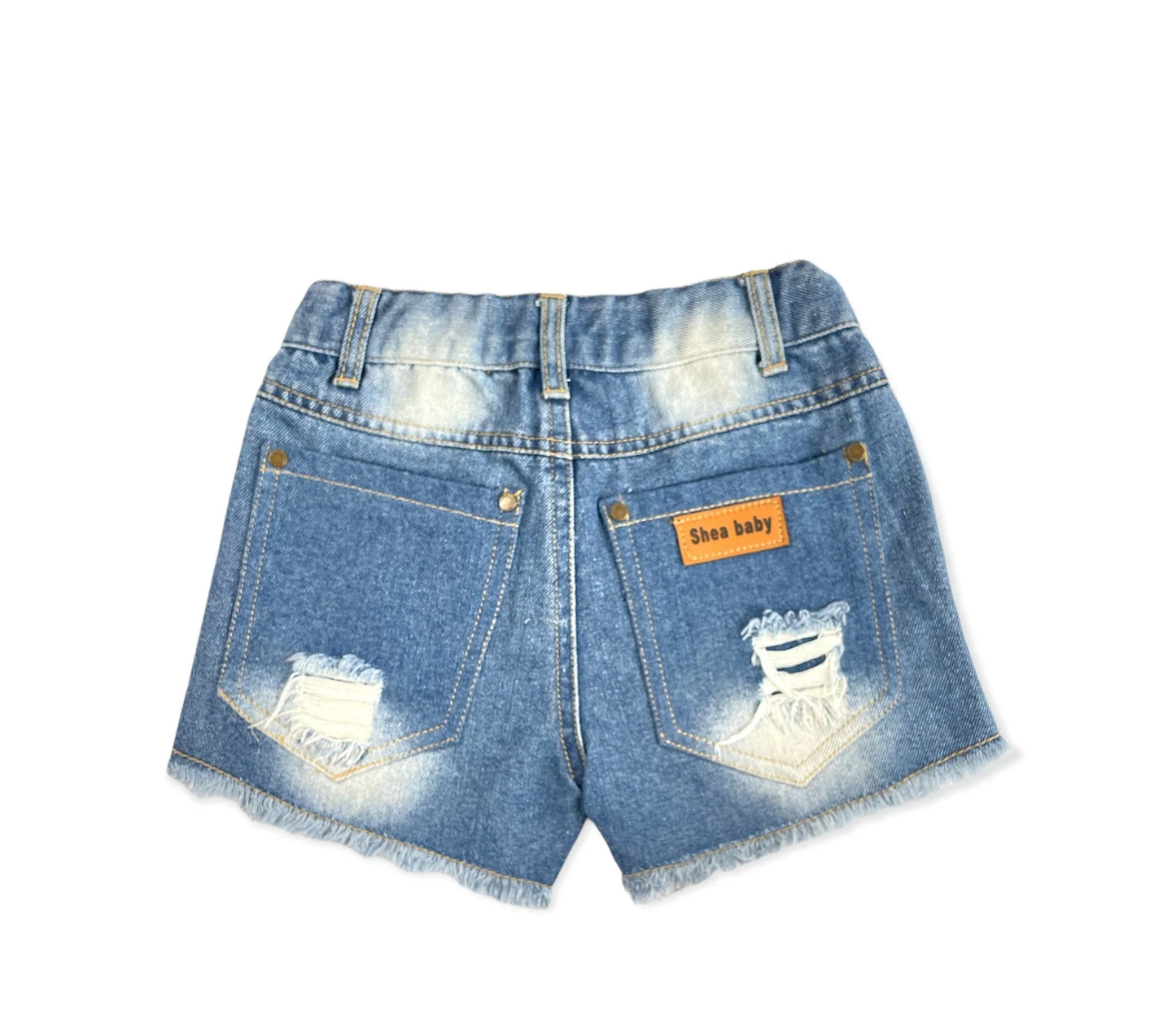 Denim Ripped Shorts by Shea Baby