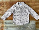 Boys Brand Print LS Pearl Snap Onesie or Shirt by Shea Baby