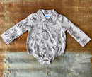 Boys Brand Print LS Pearl Snap Onesie or Shirt by Shea Baby