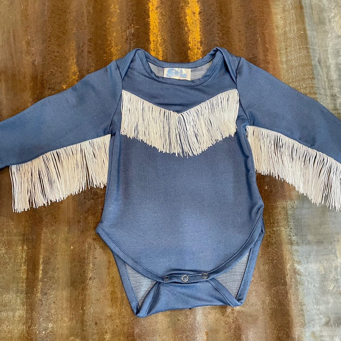 Girls Denim Long Sleeve Onesie or Shirt by Shea Baby