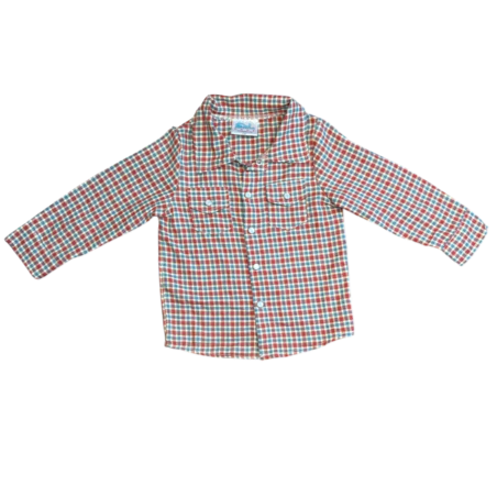 Boys Red Plaid Pearl Snap L/S Onesie or Shirt by Shea Baby