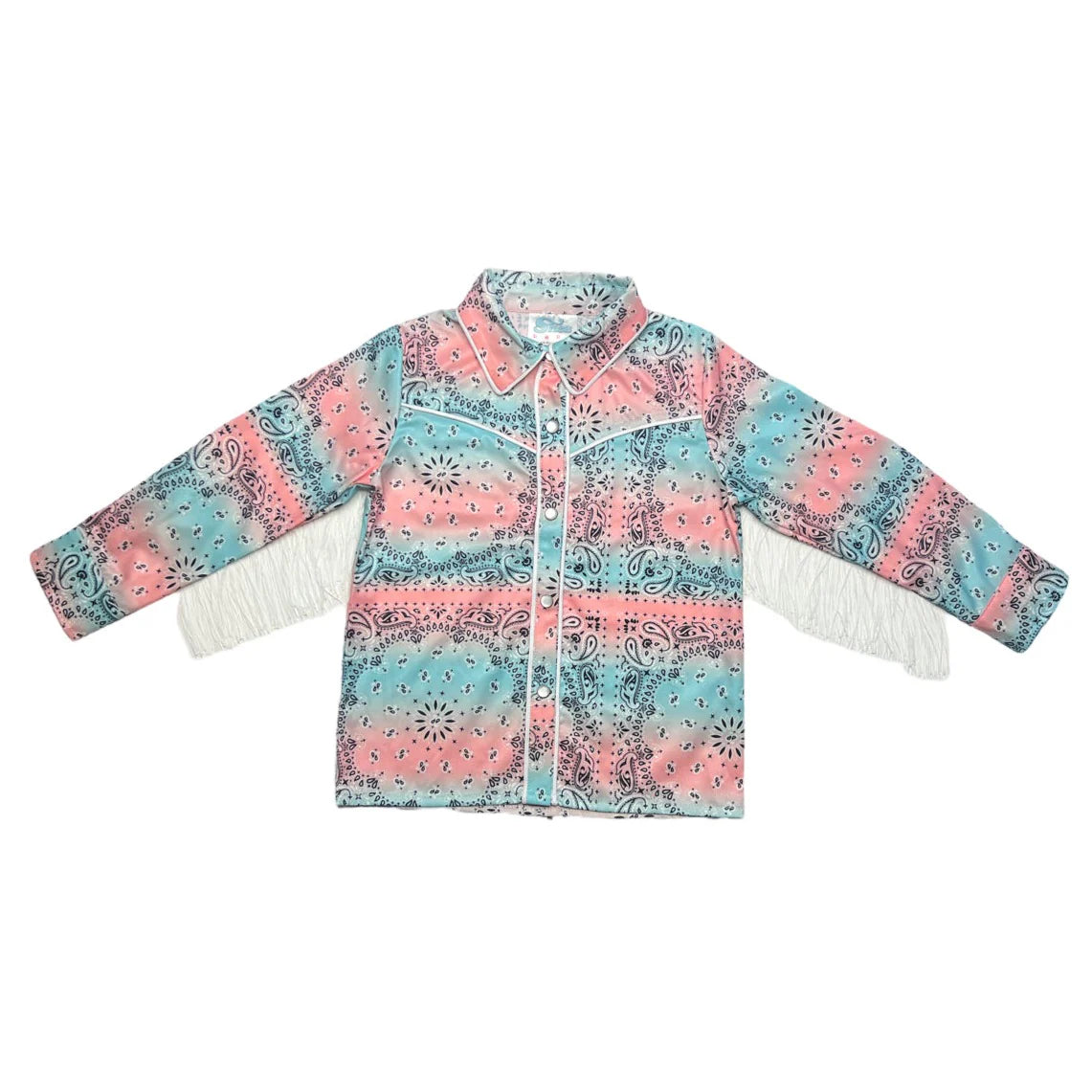Girls Pastel Paisley Fringe Pearl Snap Onesie or Shirt by Shea Baby