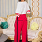 Ladies Windbreaker Pants With Contrast Stripe-Red/Black