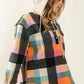 Ladies BiBi Multi Colors Vintage Brushed Fleece Checker Hoodie