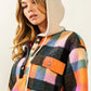 Ladies BiBi Multi Colors Vintage Brushed Fleece Checker Hoodie