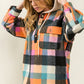 Ladies BiBi Multi Colors Vintage Brushed Fleece Checker Hoodie