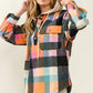 Ladies BiBi Multi Colors Vintage Brushed Fleece Checker Hoodie