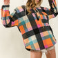 Ladies BiBi Multi Colors Vintage Brushed Fleece Checker Hoodie